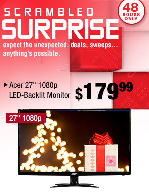 SCRAMBLED SURPRISE. expect the unexpected. deals, sweeps...
anything’s possible.