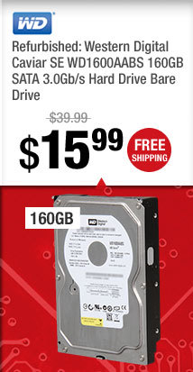 Refurbished: Western Digital Caviar SE WD1600AABS 160GB SATA 3.0Gb/s Hard Drive Bare Drive