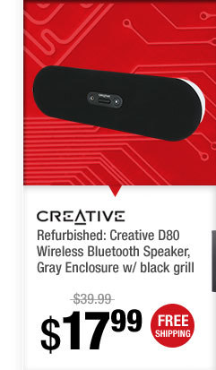 Refurbished: Creative D80 Wireless Bluetooth Speaker, Gray Enclosure w/ black grill