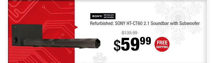 Refurbished: SONY HT-CT60 2.1 Soundbar with Subwoofer