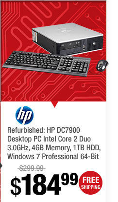 Refurbished: HP DC7900 Desktop PC Intel Core 2 Duo 3.0GHz, 4GB Memory, 1TB HDD, Windows 7 Professional 64-Bit