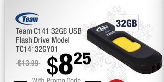 Team C141 32GB USB Flash Drive Model TC14132GY01 