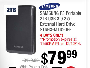 SAMSUNG P3 Portable 2TB USB 3.0 2.5" External Hard Drive STSHX-MTD20EF