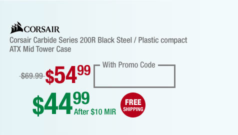 Corsair Carbide Series 200R Black Steel / Plastic compact ATX Mid Tower Case
