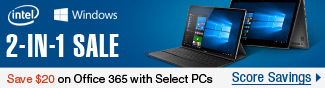 2-in-1 Sale. Save $20 on Office 365 with select PCs