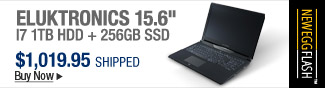 Newegg Flash  Eluktronics 15.6" i7 1TB HDD + 256GB SSD