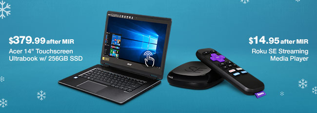 Acer 14" Touchscreen Ultrabook w/ 256GB SSD. Roku SE Streaming Media Player.