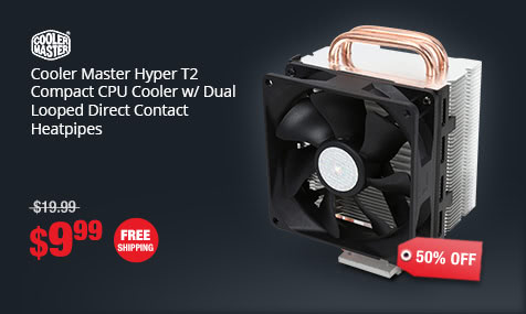 Cooler Master Hyper T2 Compact CPU Cooler w/ Dual Looped Direct Contact Heatpipes
