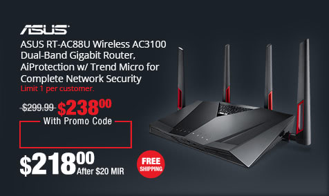 ASUS RT-AC88U Wireless AC3100 Dual-Band Gigabit Router, AiProtection w/ Trend Micro for Complete Network Security