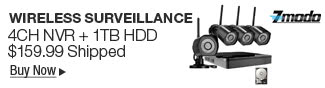 Newegg Flash - Zmodo Wireless Surveillance 4CH NVR + 1TB HDD