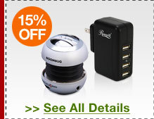 48 HOURS ONLY! 15% OFF SELECT PORTABLE ELECTRONICS CHARGERS / DOCKS / SPEAKERS!*