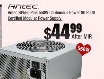 Antec BP550 Plus 550W Continuous Power 80 PLUS Certified Modular Power Supply 