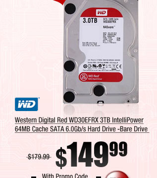 Western Digital Red WD30EFRX 3TB IntelliPower 64MB Cache SATA 6.0Gb/s Hard Drive -Bare Drive 