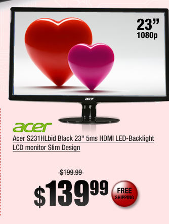 Acer S231HLbid Black 23 inch 5ms HDMI LED-Backlight LCD monitor Slim Design