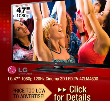 LG 47" 1080p 120Hz Cinema 3D LED TV 47LM4600