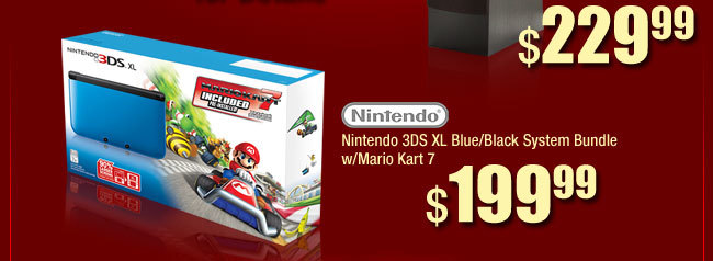 Nintendo 3DS XL Blue/Black System Bundle w/Mario Kart 7