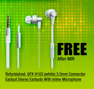 Refurbished: QFX H103 (white) 3.5mm Connector Earbud Stereo Earbuds With Inline Microphone