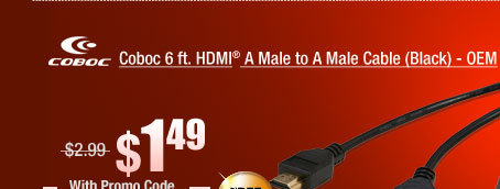 Coboc 6 ft. HDMI A Male to A Male Cable (Black) - OEM