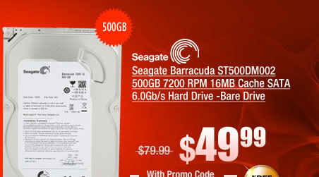 Seagate Barracuda ST500DM002 500GB 7200 RPM 16MB Cache SATA 6.0Gb/s Hard Drive -Bare Drive