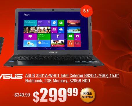 ASUS X501A-WH01 Intel Celeron B820(1.7GHz) 15.6 inch Notebook, 2GB Memory, 320GB HDD