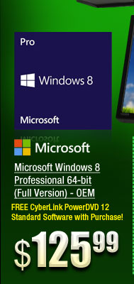 Microsoft Windows 8 Professional 64-bit (Full Version) - OEM