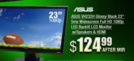 ASUS VH232H Glossy Black 23 inch 5ms Widescreen Full HD 1080p LED Backlit LCD Monitor w/Speakers & HDMI