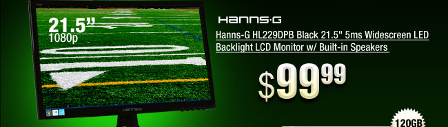 Hanns-G HL229DPB Black 21.5 inch 5ms Widescreen LED Backlight LCD Monitor w/ Built-in Speakers