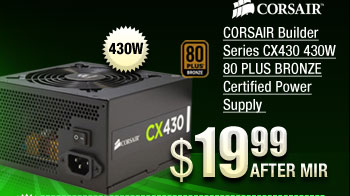 CORSAIR Builder Series CX430 430W 80 PLUS BRONZE Certified Power Supply 