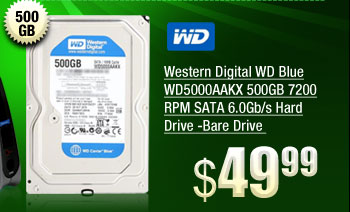 Western Digital WD Blue WD5000AAKX 500GB 7200 RPM SATA 6.0Gb/s Hard Drive -Bare Drive 