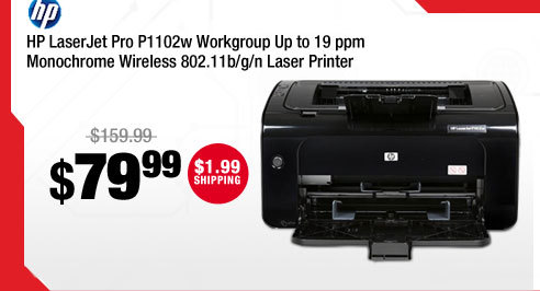 HP LaserJet Pro P1102w Workgroup Up to 19 ppm Monochrome Wireless 802.11b/g/n Laser Printer