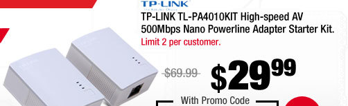 TP-LINK TL-PA4010KIT High-speed AV 500Mbps Nano Powerline Adapter Starter Kit