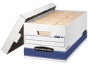 Fellows 0070104 - Bankers Box Stor/File Storage Box, Letter, Locking Lid, White/Blue, 4/Carton