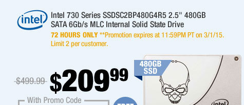Intel 730 Series SSDSC2BP480G4R5 2.5" 480GB SATA 6Gb/s MLC Internal Solid State Drive
