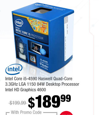 Intel Core i5-4590 Haswell Quad-Core 3.3GHz LGA 1150 84W Desktop Processor Intel HD Graphics 4600