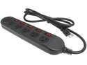 Rosewill® RPS-210BL 6 Outlets Power Strip Black, 125V Input Voltage, 1875W Maximum Power, 6 Feet Cord Length