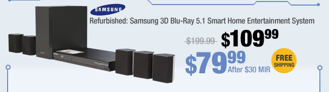 Refurbished: Samsung 3D Blu-Ray 5.1 Smart Home Entertainment System 