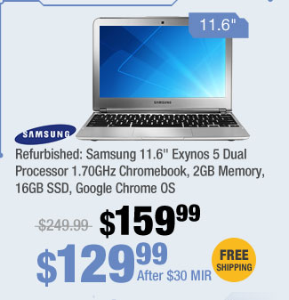 Refurbished: Samsung 11.6" Exynos 5 Dual Processor 1.70GHz Chromebook, 2GB Memory, 16GB SSD, Google Chrome OS