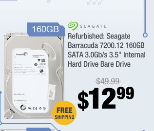 Refurbished: Seagate Barracuda 7200.12 160GB SATA 3.0Gb/s 3.5" Internal Hard Drive Bare Drive 