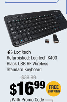 Refurbished: Logitech K400 Black USB RF Wireless Standard Keyboard 