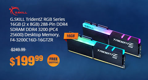 G.SKILL TridentZ RGB Series 16GB (2 x 8GB) 288-Pin DDR4 SDRAM DDR4 3200 (PC4 25600) Desktop Memory, F4-3200C16D-16GTZR