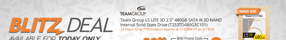 Team Group L5 LITE 3D 2.5" 480GB SATA III 3D NAND Internal Solid State Drive (T253TD480G3C101)