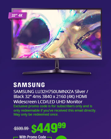 SAMSUNG LU32H750UMNXZA Silver / Black 32" 4ms HDMI Widescreen LCD/LED Monitor 250 cd/m2 Mega DCR, 3000:1(Typ.)