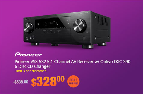 Pioneer VSX-532 5.1-Channel AV Receiver w/ Onkyo DXC-390 6-Disc CD Changer