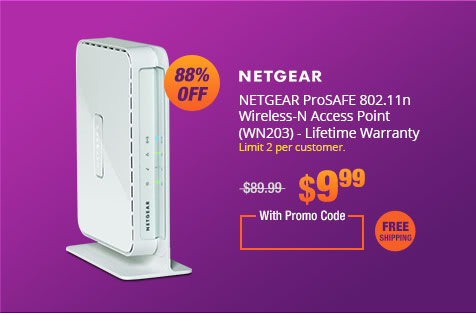 NETGEAR ProSAFE 802.11n Wireless-N Access Point (WN203) - Lifetime Warranty