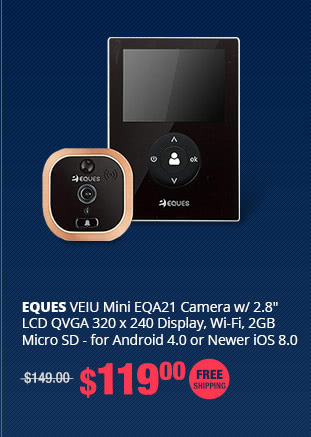 EQUES EQA21 Camera w/ 2.8" LCD QVGA 320 x 240 Display, Wi-Fi, 2GB Micro SD - for Android 4.0 or Newer iOS 8.0