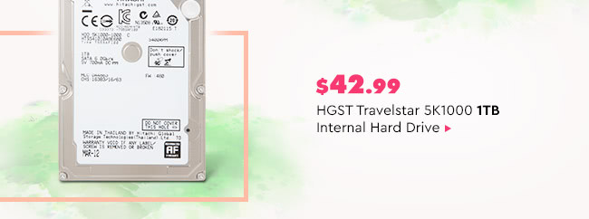 $42.99 HGST Travelstar 5K1000 1TB Internal Hard Drive