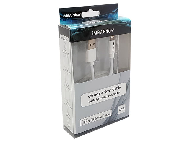 iMBAPrice 10 Feet Apple MFi Certified Lightning to USB Cable for iPhone 5/6/7, iPad/Air, iPod iMBA-Mfi-10FT
