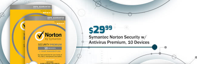 Symantec Norton Security w/ Antivirus Premium, 10 Devices