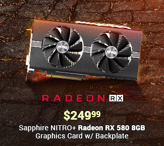 $249.99 - Sapphire NITRO+ Radeon RX 580 8GB Graphics Card w/ Backplate