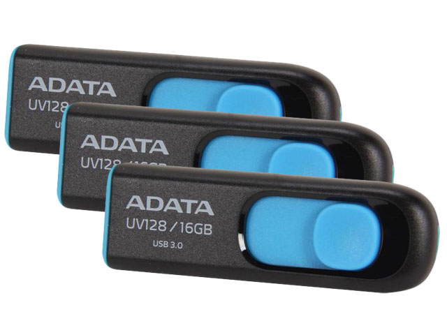 (3x)ADATA 16GB UV128 USB 3.0 Flash Drive (AUV128-16G-RBE)